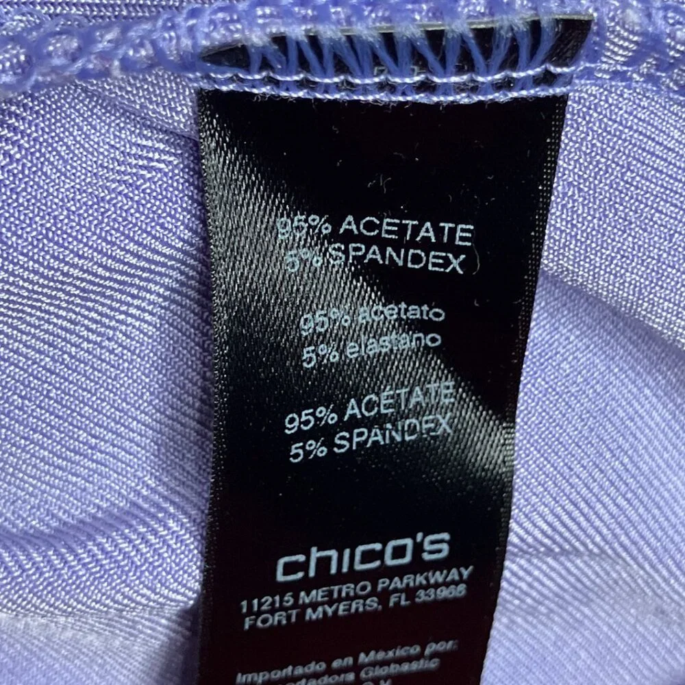 Chico's Travelers 2 Periwinkle Slinky Travel‎ Knit V-Neck Shirt Large L 12 14 - Picture 4 of 4